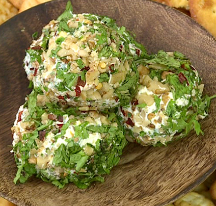 Biscuits with Herby Cheese and Walnut Ball