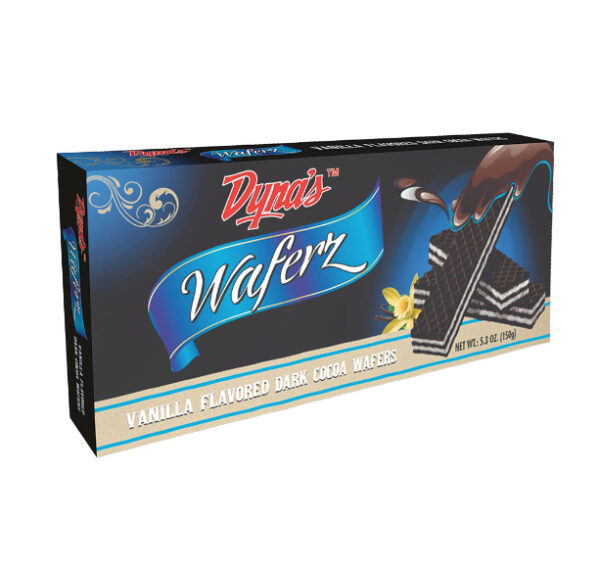 Dyna's Vanilla Flavoured Dark cocoa Waferz 150g